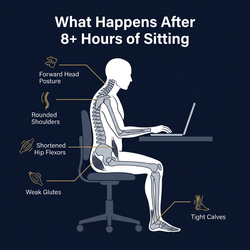 What happens after 8+ hours of sitting